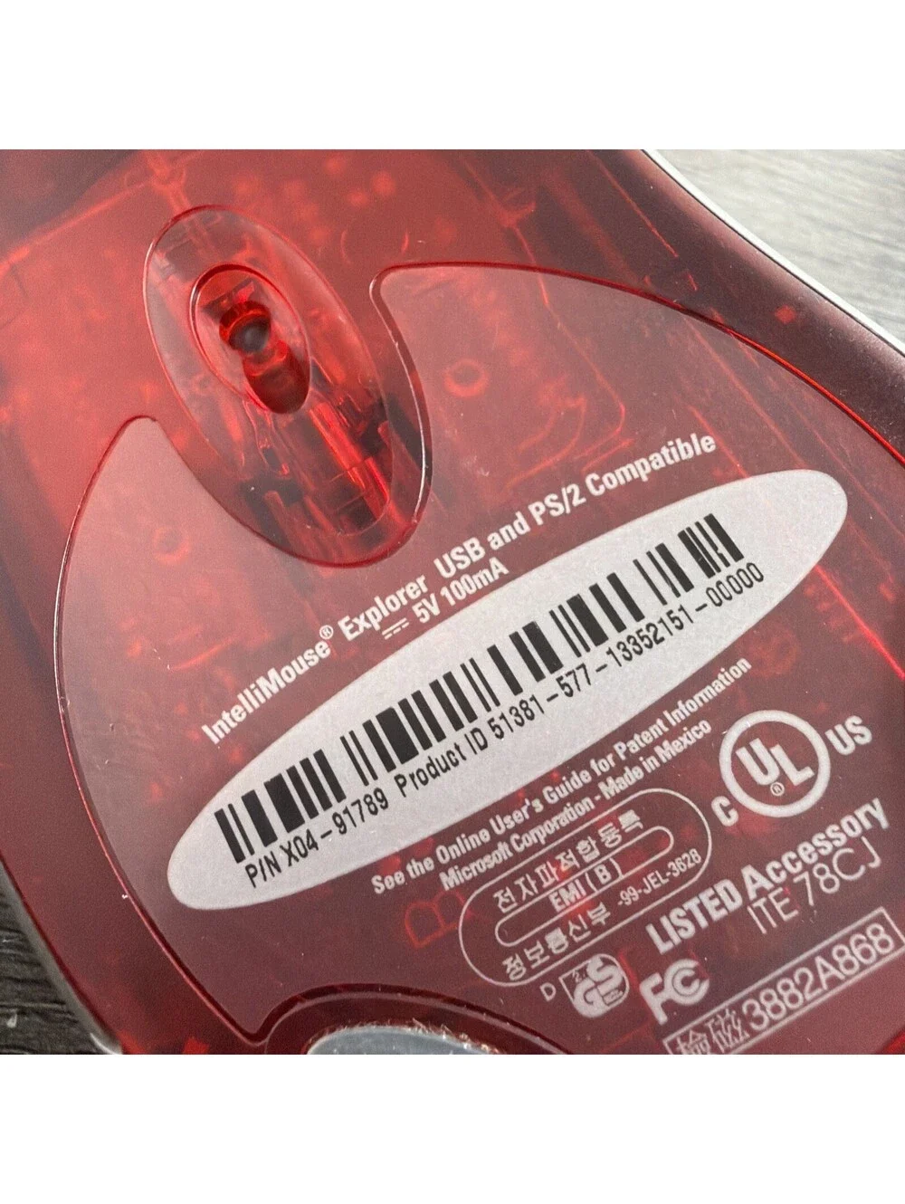 Microsoft IntelliMouse Explorer USB PS/2 Compatible X04-91789 - TESTED